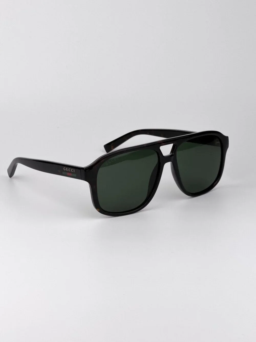 Gucci GG1856S 002 Sunglasses – Dark Havana Pilot Frame with Green Lenses